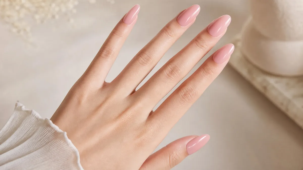 Glanzende zachte gellak op natuurlijke nagels